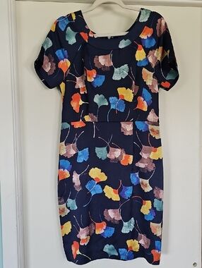 The Limited Navy Midi Dress with Multicolor Floral Print